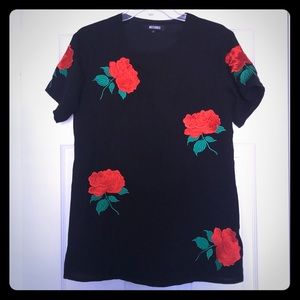 Misguided embroidered mini dress.